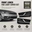 Front Fog Light Cover Compatible with 2016-2019 Volkswagen Passat Sedan Black Bumper Grille Cap Trim Set Replacement Parts (Left and Right)