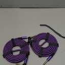 Elebase 1/4 Inch TRS Instrument Cable 10ft 2-Pack,Right-Angled to Straight 6.35mm Male Jack Stereo Audio Cord,6.35 Balanced Interconnect Line for Electric Guitar,Bass,Keyboard,Mixer,Amplifier,Speaker (Purple)
