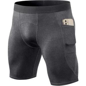 Compression Shorts Men Spandex Sport Shorts, Performance Underwear for Athletic Workout Running Cool Dry Base Layer Medium Grey (Gray)