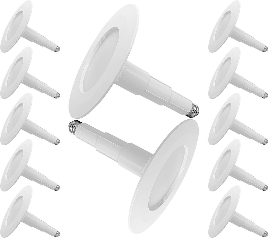 Jolux 12-Pack 5/6" Retrofit LED Recessed Lighting,12W=60W,5000K Daylight,800 Lumens,Dimmable Can Lights,Damp Rated,Simple Installation Adjustable Retrofit Downlight,ETL,Bevel Trim