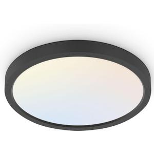 hykolity 18 Inch LED Round Flat Panel Light, Black, 32W, 3200lm, 3000K/4000K/5000K CCT Selectable, 120Beam Angle, Dimmable Edge-Lit Flush Mount Ceiling Light Fixture - ETL Listed