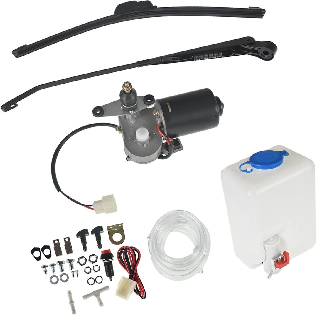 12V Electric Motor Windshield Wiper with Washer Pump Kit Replacement for Polaris Ranger RZR 570 800 900 1000 Turbo Replacement for Can Am X3 Replacement for Honda Pioneer