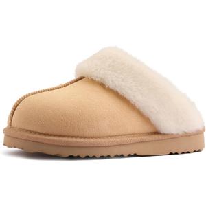 Women's Fuzzy Slippers, Warm and Cozy Slip On Fluffy Winter House Shoes for Women, Comfy Faux Suede Ladies House Slippers Indoor and Outdoor with Memory Foam (6)