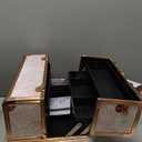 Joligrace Makeup Train Case Professional Cosmetic Organizer Aluminum Storage Box with 4 Adjustable Dividers Trays Lockable Portable with Shoulder Strap (Marble Flower)