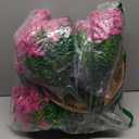 Yastouay 2 Pack Artificial Hanging Flowers for Outdoors, Fake Hanging Plants with Baskets, UV Resistant Hanging Flowers Fake Flowers for Outdoors Porch Patio Garden Spring Summer Decor(Purple Red)