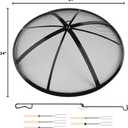 Fire Pit Spark Screen, 24 Inch Outdoor Fire Pit Screen with Foldable Hook and Marshmallow Sticks, Heavy Duty Steel Mesh Fire Pit Cover for Backyard, Beach, RV Camping