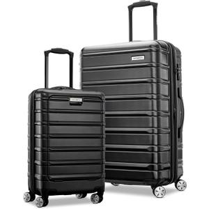 Samsonite Omni 2 Hardside Expandable Luggage with Spinner Wheels, PRO 2PC SET (CO/M), Midnight Black