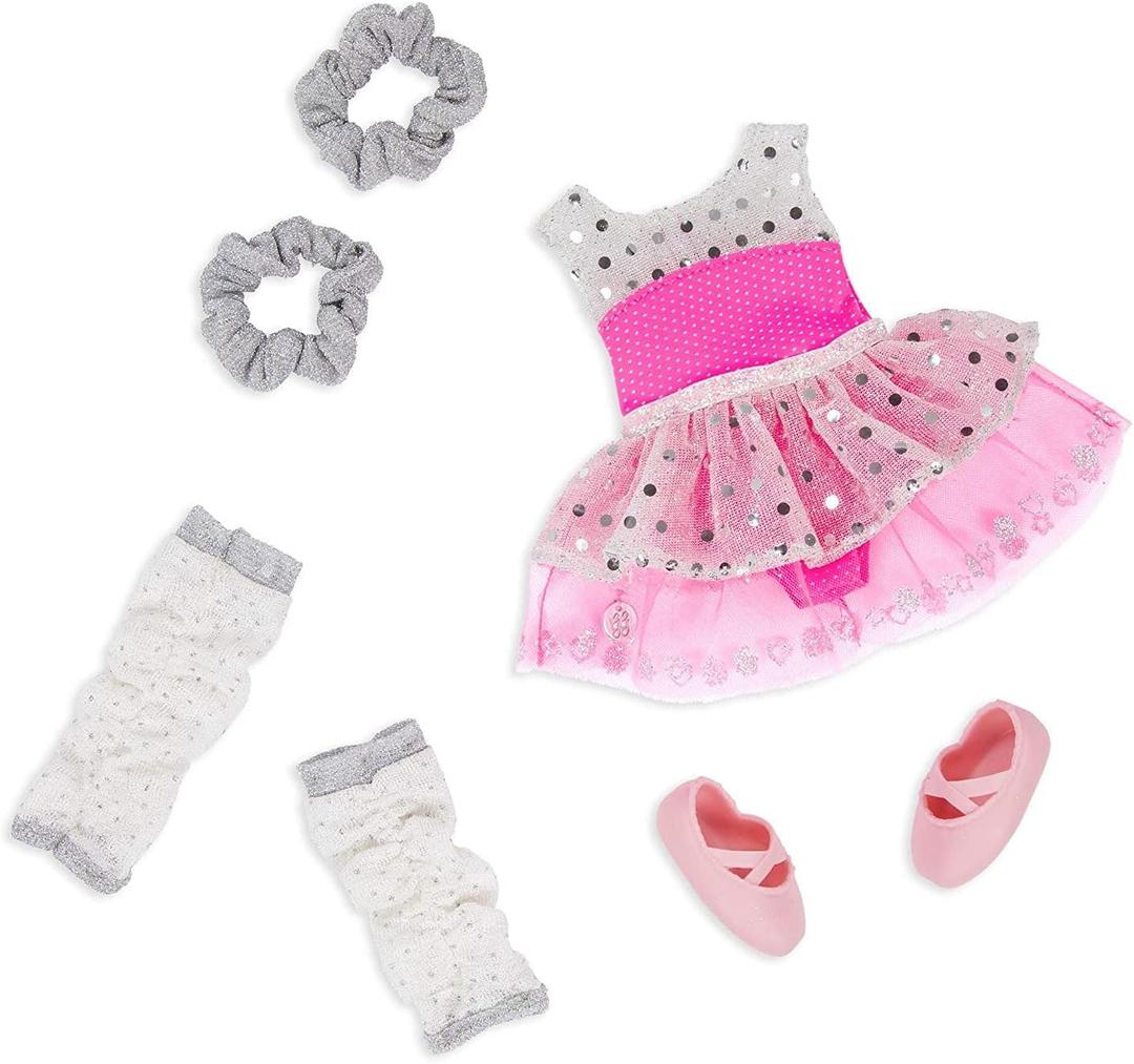 Glitter Girls  14-Inch Doll Clothes  Twirls of Joy Ballerina Outfit Hearts & Stars  Ballet Dress, Hair Elastics, Shoes  3+ Years