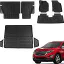 Floor Mats Compatible with 2018-2024 Chevrolet Equinox Cargo Liner Gmc Terrain Trunk Mat All Weather Seat Back Protector 2023 Chevy Equinox Accessories (Set of 8 Mats)