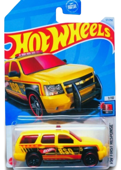 2024 Hot Wheels HW FIRST RESPONSE 7/10 '07 Chevy Tahoe 57/250,  Hot Wheels Die-Cast Vehicle Lolux Green And Black,  Matchbox Hot Wheels Surfin' School Bus, HW Xtreme Sports 4/5, Pack of 3