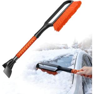 27" 2-in-1 Snow Brush and Ice Scrapers for Car Windshield [Military-Grade Rugged Durability] Removable for Easy Storage, Suitable for Sedans, SUVs and TrucksOrange