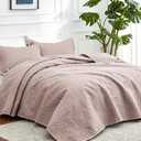 Love's cabin California King Size Quilt Bedding Set Burlwood Bedspreads - Cal King Lightweight Bedspread Comforter - Coin Pattern Coverlet for All Season - 3 Pieces (1 Quilt, 2 Pillow Shams)