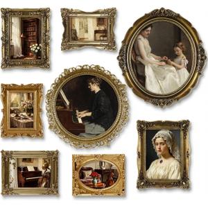8 Pcs Vintage Picture Frames Set for Gallery Wall Gold Bronze Ornate