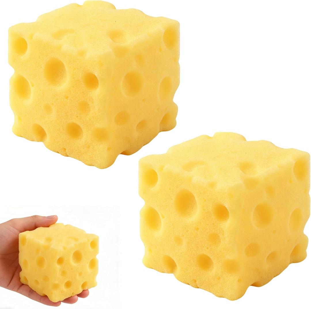 2Pcs ﻿Yellow Cheese Squeeze Toy, Soft Cheese Squishy Toy, Rebounding Sensory,Help for Relax,Focus, Sensory Cheese for & Adults, Cheese Cubes Squishy Toys,Stress Balls for Adults (2 in)