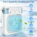 Portable Air Conditioners, 2000mAh Rechargeable Mini Air Cooler Fans, 500ML Personal Portable AC Unit with 3 Speed, 2 Spray, 7 Color, 3 Timer, Small Desktop Cooling Fan for Bedroom Office (White)