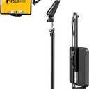 FoldWise Foldable iPad & Tablet Floor Stand - Sturdy 11lb Metal Weighted Base, 360 Rotation, Height & Angle Adjustable Kindle Holder for Bed & Couch - Fits iPad Pro/Air/Mini, Kindle, Switch, Phone