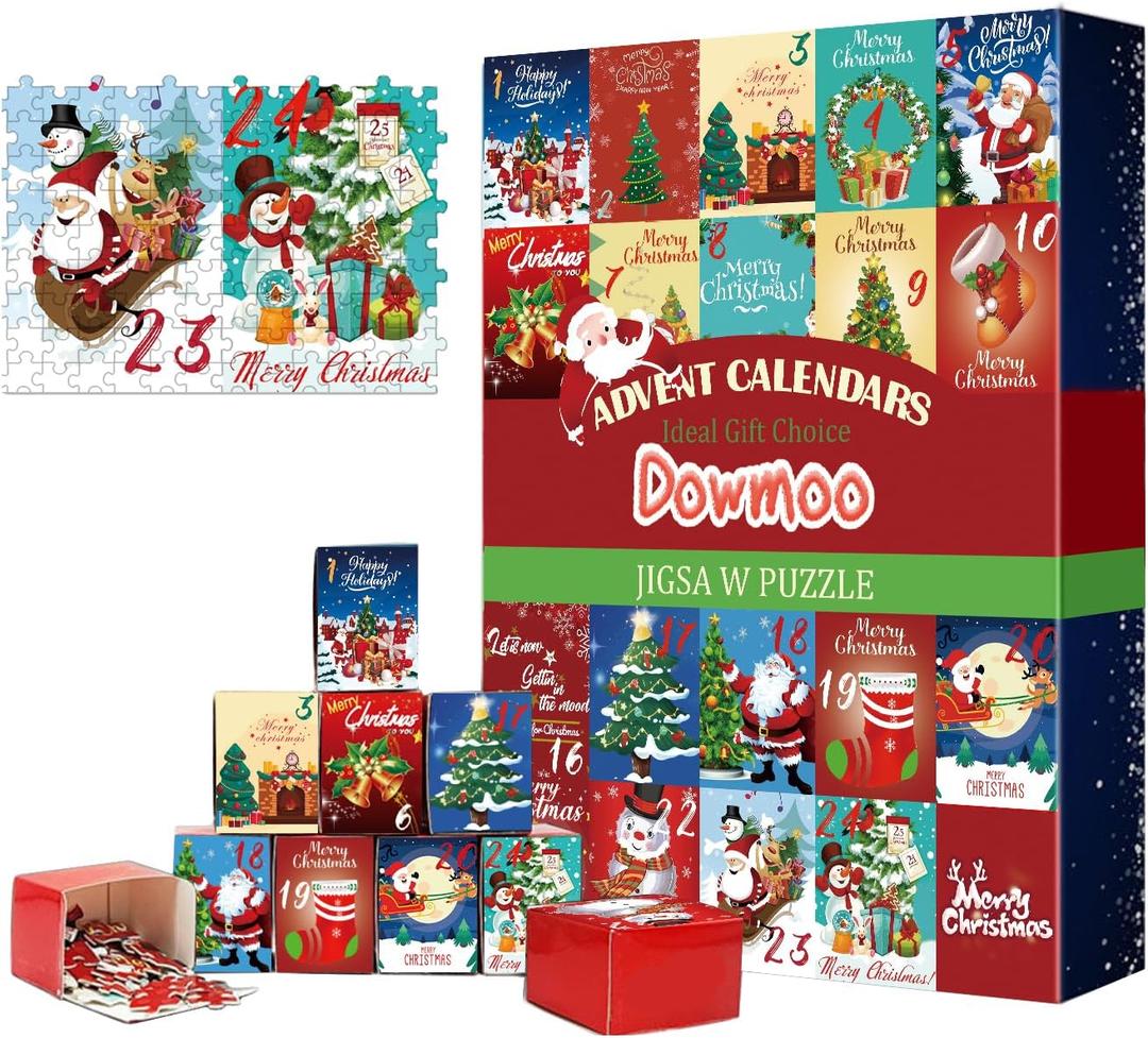 Puzzle Advent Calendar 2024 for Kids and Adults, Christmas Jigsaw Puzzles 24 Days Countdown Calendars for Boys, Girls, Teens, 1000 Pieces Puzzles Gift Stocking Stuffers Decoration