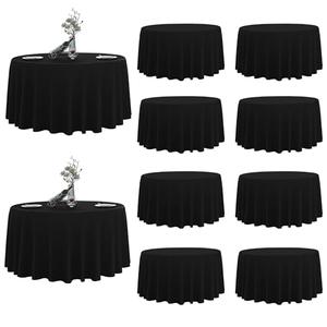 LEQEE Round Tablecloth,10 Pack 132inch Stain and Wrinkle Resistant Polyester Table Cloth,Decorative Fabric Table Cover for Kitchen,Dinning,Party,Wedding Round(Black)