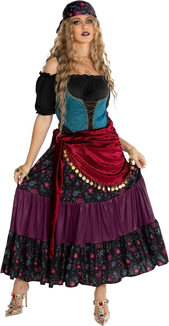 Morph Gypsy Costume Womens Fortune Teller Costume Women Fortune Teller Outfit Halloween (Small)