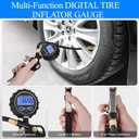 Digital Tire Pressure Gauge with Inflator 250 PSI, Heavy Duty 360 Air Chuck Air Compressor Attachments, Improved Leaks Protection & Extended Hose Tire Gauge, 0.1 Display Resolution, with Storage Box