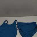 Women Two Piece Tankini Swimsuits - Crop Swim Top with High Waisted Bottom Tummy Control Bathing Suits Swimwear (Small, Blue Green)