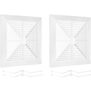 PATIKIL 14x14 Inch Bathroom Exhaust Fan Cover, 2Pcs Plastic Fan Grilles Air Conditioning Vent Cover with Springs for Square Ceiling or Exhaust Fans Home Office Bathroom Kitchen Ventilation