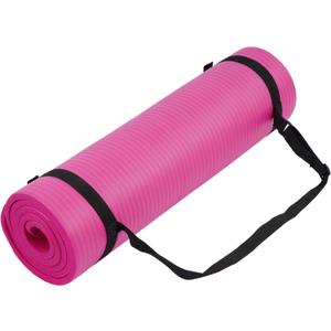 Yoga Mat, 1/2-Inch Extra Thick High Density Exercise Mat, Anti-Tear Exercise Yoga Mat with Carrying Strap, Suitable for Various Yoga Exercises (Pink)