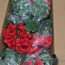 Hananona 12 Pcs Artificial Geranium Flowers for Outdoors Geranium Silk Red Flowers Outdoor UV Resistant Garden Plants Faux Flower for Christmas Home Kitchen Table Centerpieces Decor (12, Red)