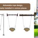 Hand-Knitting Toddler Swing, Swing Seat for Kids with Adjustable Ropes, Little tikes Swings Set, for Outdoor Indoor, Playground, Backyard (Light Brown)
