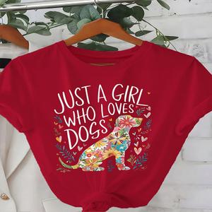 Dog Cute Just A Girl Who Loves Dogs T-Shirt M (Red)
