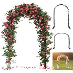 Thickened Rustproof Garden Arch, Wedding Arch- 4.6 * 7.8 or 6.4 * 7.5Ft, Easy to Assemble, Long Lasting and Durable, Metal Arch for Garden Arbor Trellis & Climbing Plant