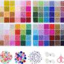 EFIVS ARTS Seed Beads 96 Colors 4MM Small Beads Kit Tiny Bracelet Waist Beads Set with Pendant Charms Letter Beads Kit for Concert Bracelets DIY Making