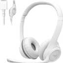 Logitech H390 Gaming Headphones, Wired Headphones with Mic, USB Headset with Microphone for PC, Noise Cancelling Microphone for Video Meetings, Music, Gaming - Off White (1 Pack)