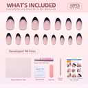 5 x RTKHFZE Press on Nails Short - French Tip Press On Nails Almond,Soft Gel Acrylic Fake Nails Glue on Nails for Women,Natural Fit Reusable Stick On Nails in 16 Sizes - 32 False Nails Kit, Black French