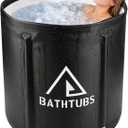 Portable Foldable Bathtub, Collapsible Adult Bath Tub for Hot SPA and Ice Bath, Space-Saving Storage, Durable PVC Material (Black, 27inch)