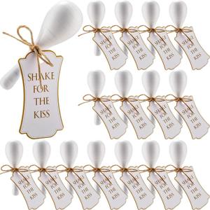 16 Pcs Mini Wooden Maracas for Wedding Wooden Maracas Bulk Maracas with Gift Tags Musical Instrument for Wedding Party Favor(Plain White)