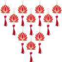 ZIG ZAG Pack of 10 Lotus Hangings for Diwali Decoration – Floral Wall Hangings for Temple, Wedding, Festival, and Christmas Decor (22.8 cm x 9.6 cm) Latkan Toran