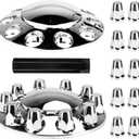 Youxmoto Front Axle Wheel Cover Standart Hubcap 33mm for Semi Truck, Chrome Plated ABS Plastic, Universal Fit, 2 Pack, Dome Front Wheel Cover--2PCS