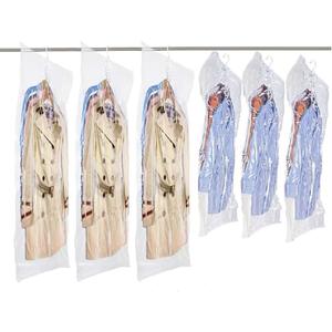 Hanging Vacuum Storage Bags 6 Pack Combo Jumbo Large Space Saver Bags, Vacuum Sealer Bags for Clost Storage Organizer, Clothes Garment Coat Dress Protector