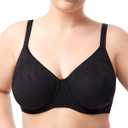 HSIA Minimizer Bra for Women - Full Coverage Seamless Lace Bra Plus Size Underwire Unlined Bra for Heavy Breast (34C, Black)