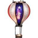 Hot Air Balloon Solar Lantern with Flickering Flame Hanging Solar Lights Outdoor Waterproof Lanterns for Garden Patio Yard Party Decoration  