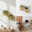 Aimto Wooden Wall Vase Set of 2, Bamboo Boho Wall Decor Planters Holder for Indoor Plants, for Entryway, Hallway, Bathroom, Living Room, Dining Room