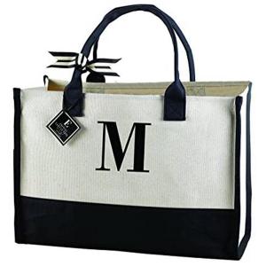 M INITIAL CANVAS TOTE