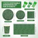 170Pcs Plastic Fake Green Grass Decorations, Serves 24