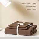 JIYUAN Queen Size Duvet Cover Set, 3-Piece - 100% Washed Cotton, Linen-Like Soft & Breathable with Zipper Closure, Includes 90x90 Inch Cover & 2 Pillowcases, Solid Chocolate Brown