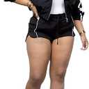 Women 2 Piece Outfits Tracksuit Long Sleeve Zip Up Cropped Jacket Jogger Shorts Sweatsuit Workout Sets with Pockets, XXL