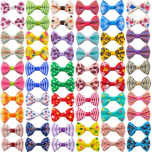 QingHan Dog Hair Bows Small Puppy Clips for Pet Grooming Accessories Doggy Gifts 60Pcs (30 Pairs)
