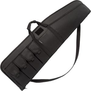 Rifle Case Tactical Single Scoped Soft Rifle Bag with Multiple Magazine Holder Pouch,Dual Lockable Zippers (45inch Rifle Case, BLACK)