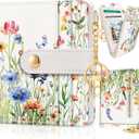 Jogjam Floral Flowers Rfid Ladies Wallet, Small Slim Thin Compact Credit Card Women Wallet, PU Leather Bifold Cash Zipper Coin Pocket ID Window for Female