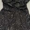 Women's Sequin Dress Sexy Sparkly Glitter Short Velvet Night Out Party Club Adjustable Spaghetti Straps Bodycon Mini Dresses (Medium, Black)